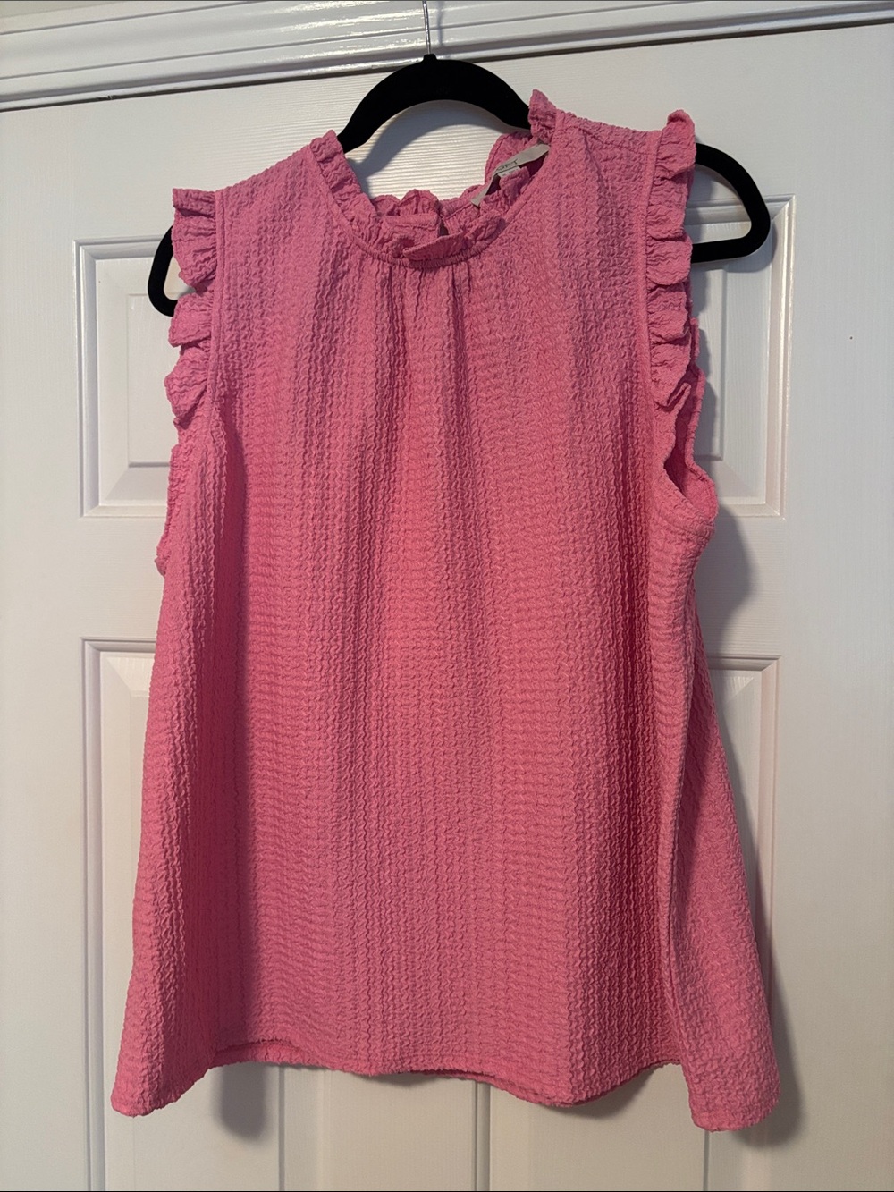 LOFT Pink Ruffle Mock-Neck Sleeveless Tank